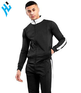 ชุดวอร์มผู้ชาย,ชุดวอร์มสำหรับใส่วิ่งเข้ายิมผ้าโพลีเอสเตอร์100% สีดำเข้ารูปปักโลโก้แบบเฉพาะ - Product Image 3