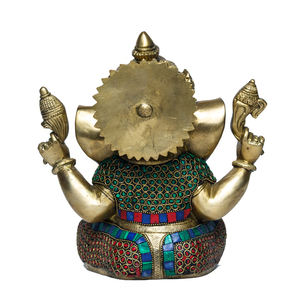 Statue de Ganesh en laiton traditionnel fait à la main pour la décoration d'art et de collection à des fins culturelles et religieuses - Product Image 3