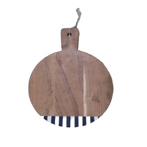 Planche à fromage en bois de mangue, vente directe d'usine, côté noir et blanc, blocs à découper de couverts ronds de créateur faits à la main - Product Image 2