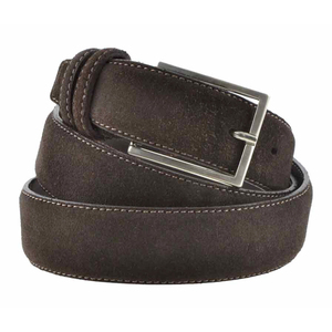 Pelle scamosciata marrone di alta qualità italiana 3.5cm/pollici cinture in vera pelle maschile moda uomo per esportazione 6 pezzi in una scatola - Product Image 1