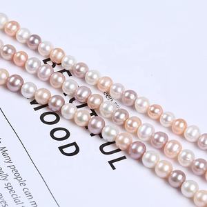 Venta al Por Mayor Hebra de Perlas Sueltas de Agua Dulce de 8-9 mm en Forma Redonda de Colores Mezclados Blanco, Rosa y Púrpura para Joyería - Product Image 6