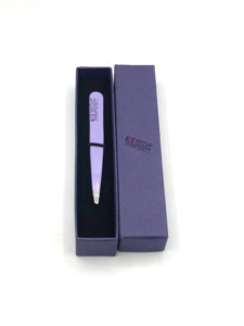 Vente en gros Nouveau style de pinces d'extension de sourcil en acier inoxydable avec revêtement en poudre violet Instrument de beauté avec logo personnalisé - Product Image 2