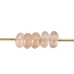 Pink Chalcedony Rondelle Faceted 14x8mm Gemstone European Charm Loose Beads