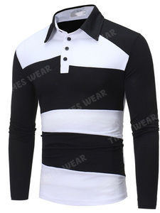 Polo de cuello redondo para hombre, camisa masculina de alta calidad con diseño de bloque de Color - Product Image 4