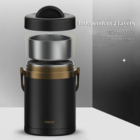 PINKAH Termo para Alimentos de 2000 ml, Aislado al Vacío, de Acero Inoxidable 304+316L de Grado Alimenticio, con Asa
