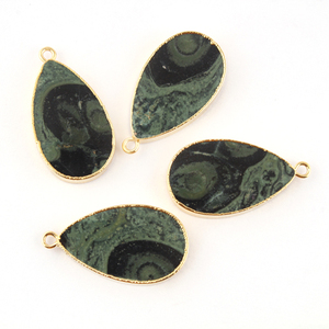 Vente d'usine, forme de poire, jaspe kambaba naturel, boucle unique, connecteur de bricolage, plaqué or, bijoux, fabrication de breloques - Product Image 1