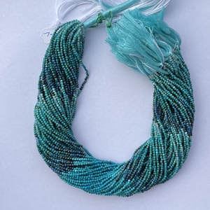 หิน Chrysocolla ขนาด2มม. 3มม. 4มม.,ลูกปัดพลอยสีเขียวอมน้ำเงินทำจากเส้นใยอัญมณีราคาโรงงาน - Product Image 1