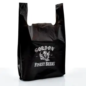 Bolsas plásticas personalizadas plásticas carregam sacos com logotipo próprio e embalagem sacos plásticos e sacos de compras pretos