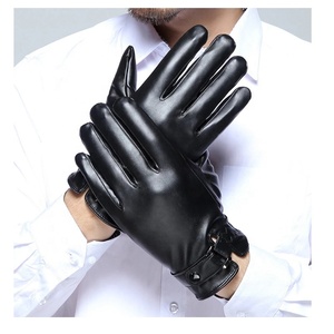 Guantes de Cuero Auténtico para Conducir al Aire Libre, Unisex, de Diseño Retro, Negros, con Pantalla Táctil, Cálidos para Invierno, Autocalentables - Product Image 5