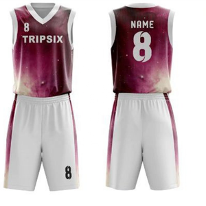 Juego de camisetas de baloncesto reversibles transpirables personalizables para hombre con uniformes cortos de diseño de sublimación - Product Image 4