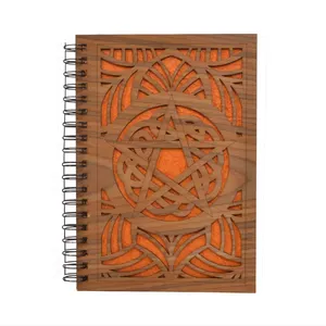 Genuine New Style Cut Work Star Design Pentagram creative note book Eco Friendly Wooden Cover Office gift Notebooks 120 Pages