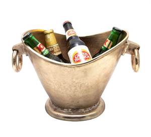 Elegant Silver Aluminum Ice Bucket High Quality Portable Floral Pattern 10L Capacity Parties for <b>Wine</b> <b>Beverage</b> - Product Image 6