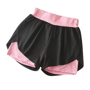Shorts d'été athlétiques pour femmes, double couche, taille haute, avec cordon de serrage réglable, pour le cyclisme et les activités de plein air - Product Image 3