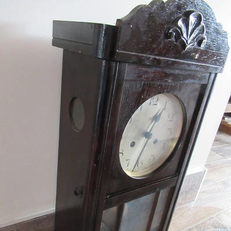 Antique German Wooden Wall Clock