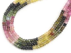 13" Long Natural Multi <b>Tourmaline</b> Gemstone Faceted Rondelle Beads High Quality for Beautiful <b>Bracelet</b> Necklace Earring - Product Image 2