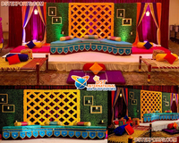 Asientos para Ceremonia Mehndi al Aire Libre, Cama Nupcial, Magnífica Decoración Mehndi, Sofá para Novia, Decoración Mehndi, Banco Nupcial para Bodas en Canadá