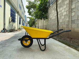 Industrial Solid <b>Wheel</b> Double Wheelbarrow Carts 90L/130L Plastic Tray With Galvanized Powder Coating Frame for Construction Use - Product Image 6