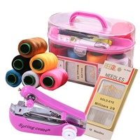 Kit de machine à coudre portable électrique manuelle de voyage, sac de couture en plastique écologique, mini boîte à canettes pour enfants, ensemble de fils