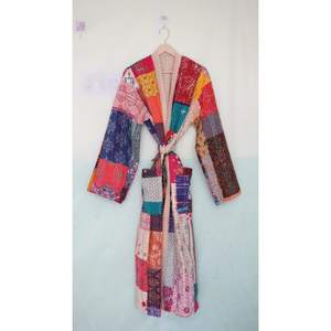 Robe de bain en coton imprimé à la main, tenue de plage, Kimono, 1 pièce - Product Image 3