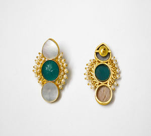 Tendances à la main hoop Laiton pierre Boucles D'oreilles pour les filles et les femmes - Product Image 2