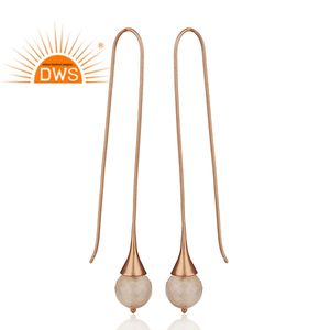 Boucles d'oreilles en argent sterling 925 avec pierres précieuses en quartz rose naturel design fait à la main pour femmes fabricant de bijoux - Product Image 3