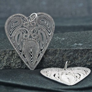 Collar con colgante de corazón de diseño de diamante oxidado, plata 925, venta al por mayor - Product Image 6