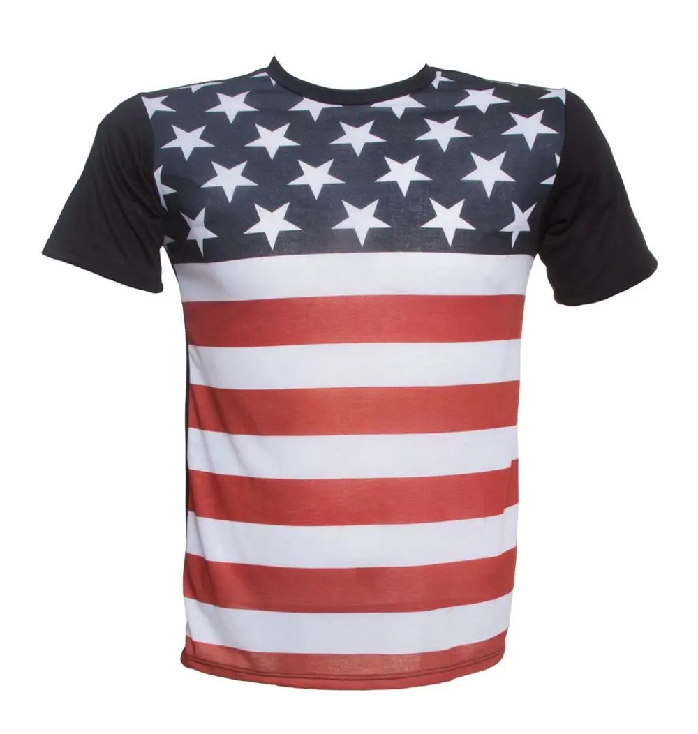 customized mens united state Flag sublimation printing T Shirt
