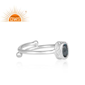 ผู้ผลิตเครื่องประดับแหวนเพชรลอนดอนบลูโทปาซทรงรีแหวนเงินแท้925 - Product Image 3