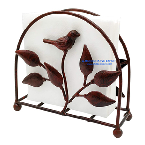 Porte-serviettes et mouchoirs en métal fini Antique, design oiseaux chantants, centre de Table, boîte porte-serviettes - Product Image 6