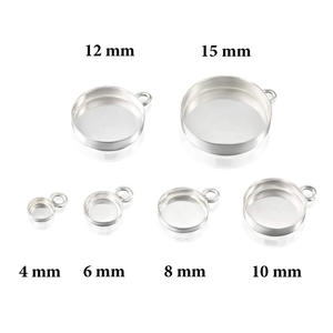 Colgante con bisel para taza de plata sólida S925, disco redondo de 30MM, precio más bajo, venta al por mayor, joyería fina con ajuste en blanco - Product Image 3