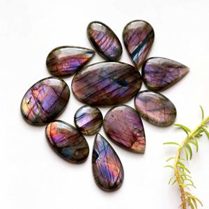 Cabujón de cristal redondo de labradorita personalizada, esfera de labradorita púrpura, colgante de labradorita negra, 12mm - Product Image 2