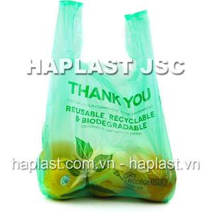 Sac de T-Shirt avec logo personnalisé en plastique PE et PET imprimé gravure avec poignée de gilet pour l'emballage des déchets de fruits de mer à usage agricole - Product Image 2