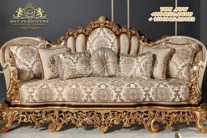 Sofá de Salón con Acabado Metálico Exclusivo, Muebles de Salón de Estilo Clásico con Acabado Metálico, Conjuntos de Sofás de Salón de Lujo - Product Image 6