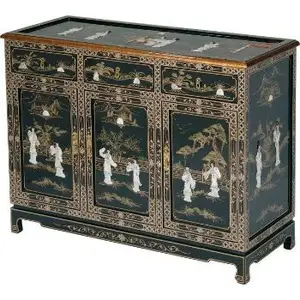 High Quality Oriental Black Lacquer Buffet Inlaid With Mother Of Pearl Wholesale And Manufacturer India 2021 wooden lacquer sale