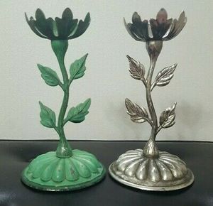 VINTAGE SOLID <b>BRASS</b> TAPER <b>CANDLESTICK</b> HOLDER WITH HOLLY LEAF By BRASSWORLD INDIA - Product Image 3