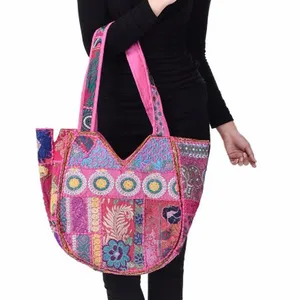 인도 민족 수 놓은 핸드백 빈티지 Boho 여성 정품 수제 가방