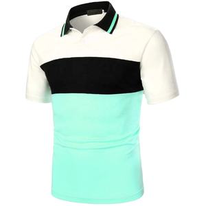 Camisetas básicas de alta calidad para hombre, cuello de tortuga, manga corta para hombre, Camiseta de algodón colorida de dos tonos, camisetas casuales para hombre - Product Image 6