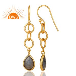 Pendientes Colgantes de Piedra Preciosa de Labradorita Natural de Último Diseño, Joyería para Mujer, Regalo para Ella, Colección Delicada - Product Image 3