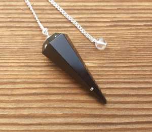 Pendule de divination en obsidienne noire de qualité supérieure, cristal hexagonal poli pour le Feng Shui, le travail des ombres et le nettoyage - Product Image 4