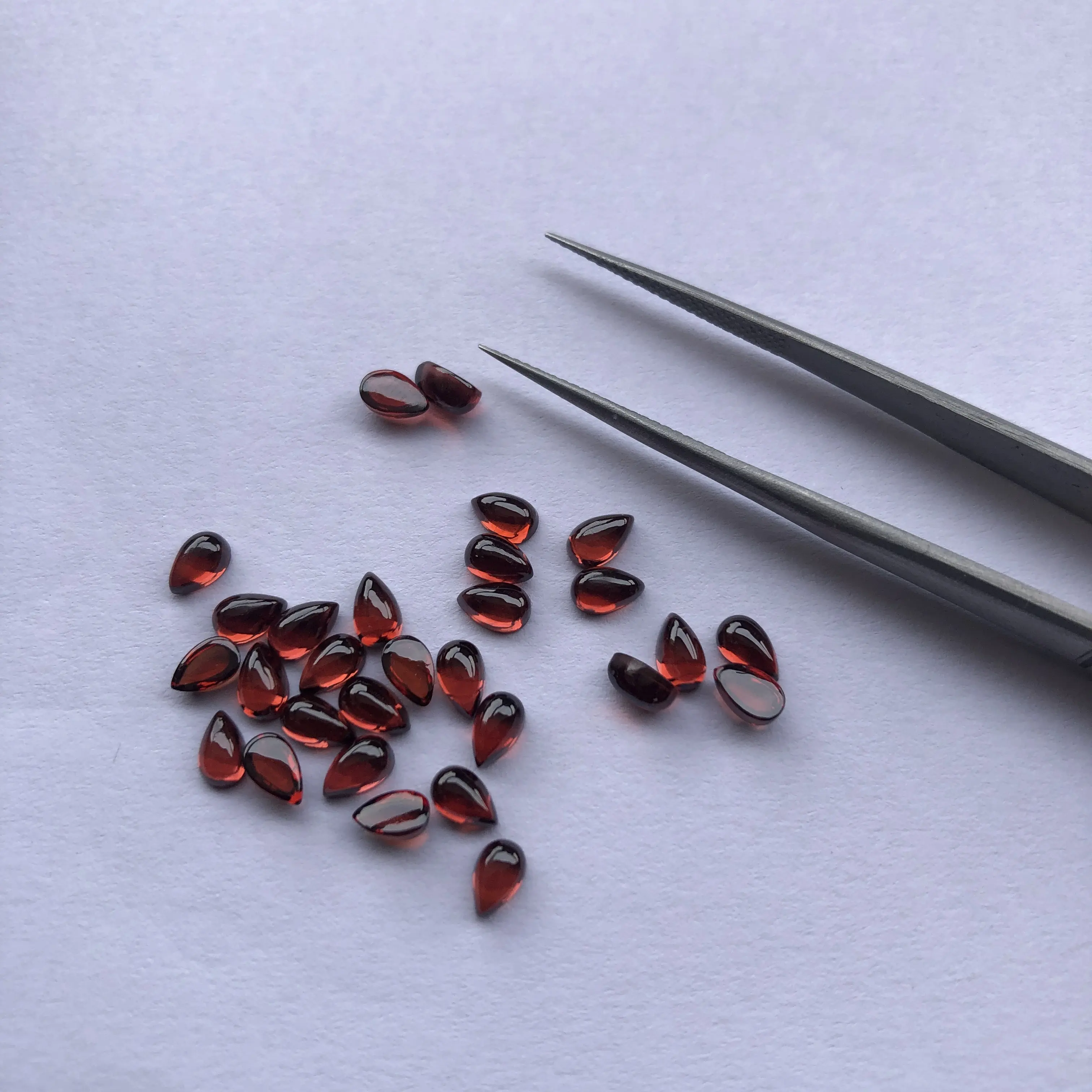 6x4mm Natural Red Garnet Smooth Pear Wholesale Loose Cabochon Lot Stones for Jewelry Setting from Manufacturer