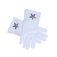 Robes de soirée magnifiquement brodées de l'Ordre maçonnique de l'Étoile d'Orient, gants en coton à séchage rapide longueur poignet