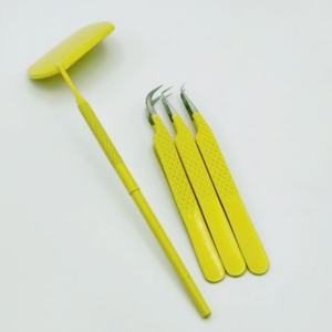 Pince à épiler professionnelle d'extension de cils en acier inoxydable faite à la main Type de pointe pointue enduite de couleur pour la durabilité - Product Image 1