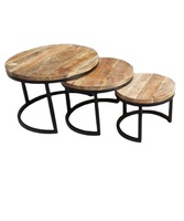 Tables basses rondes modernes avec plateau en pierre et pieds en bois massif, légères, pour usage extérieur, meubles de salon
