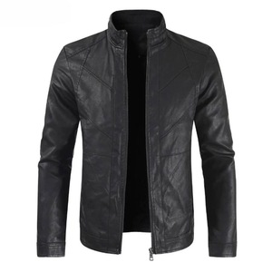 Blouson d'hiver en cuir Pu à col montant, blouson personnalisé pour homme, à la mode, vente en gros - Product Image 4