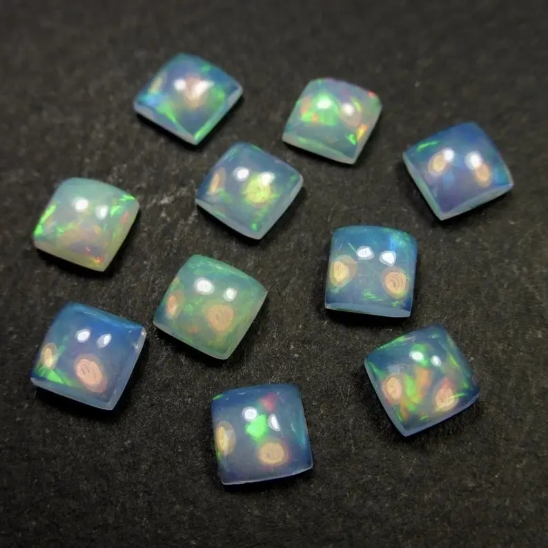 10mm Natural Ethiopian Opal Square Cabochon Loose Gemstones