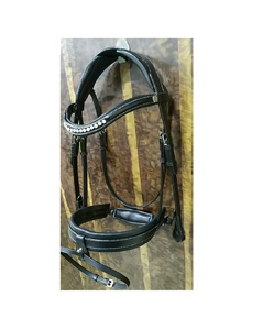 Anatomic Horse Bridle Pull-Back Snap Noseband con cadena fija de cristal PVC Logotipo personalizado Equipo de equitación ecuestre - Product Image 1