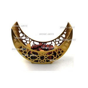 Bandeja para servir dulces de color dorado metálico con forma de luna de Calidad exclusiva bandeja para servir dátiles de frutas secas a la venta - Product Image 2