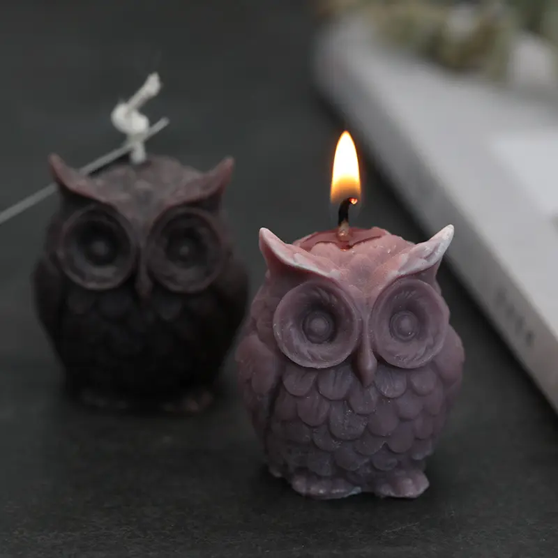 Tùy Chỉnh Diy Mini Wax Owl Điêu Khắc Trang Trí Khuôn 3D Animal Silicone Khuôn Nến Để Làm Nến
