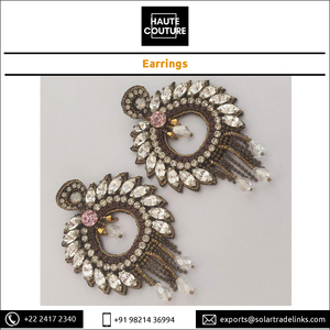 ต่างหูห้อยระย้ารูปตัวกลมปักลายทำมือพร้อมพู่,ต่างหูสำหรับผู้หญิงงานปาร์ตี้ยาว8ซม. ดูคลาสสิก - Product Image 3