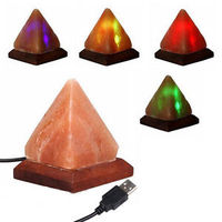 Purificador de aire de cristal Natural del Himalaya con USB, luz múltiple para aliviar el estrés, lámpara de sal, lámpara de sal, piramida usb
